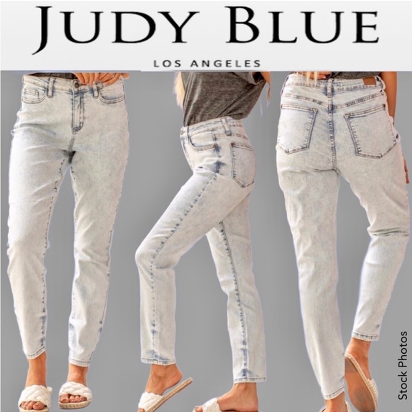 JUDY BLUE High Waist Bleached Slim Fit Jeans - Picture 1 of 9